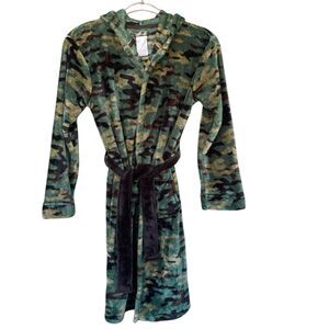Cuddl Duds Camo Robe Boys Large 12/14 Soft Fleece Hooded Tie‎ Pockets Sleepwear
